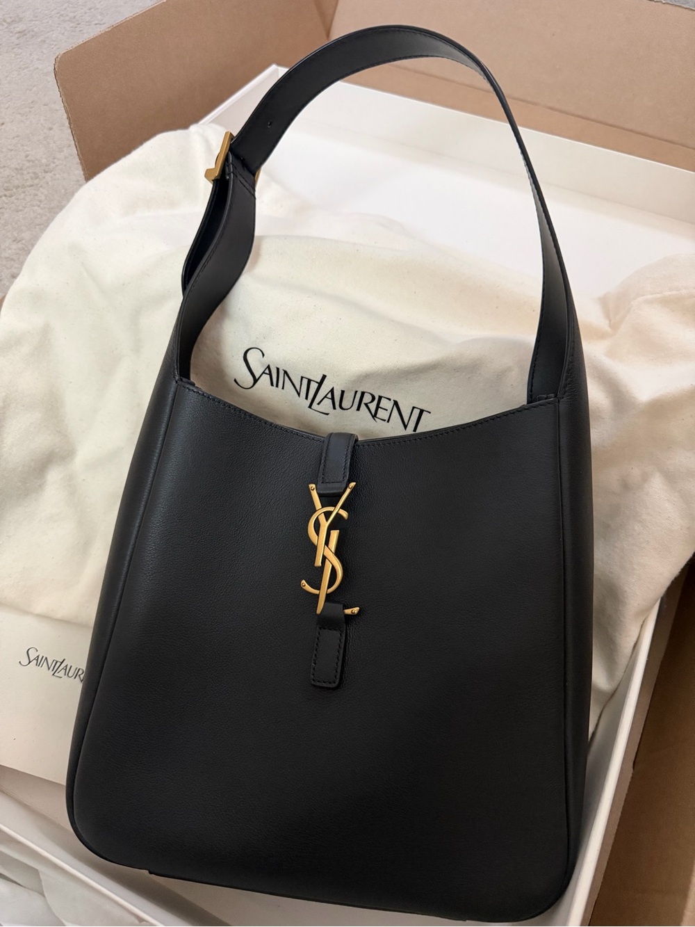 Saint Laurent Black Le A 5 7 Supple Hobo Small With Zoomoni Organizer - BNIB